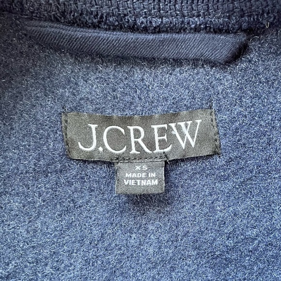 J. Crew Boucle Teddy Fleece Bomber Jacket in Navy Blue Gold Buttons size XS - Picture 9 of 16